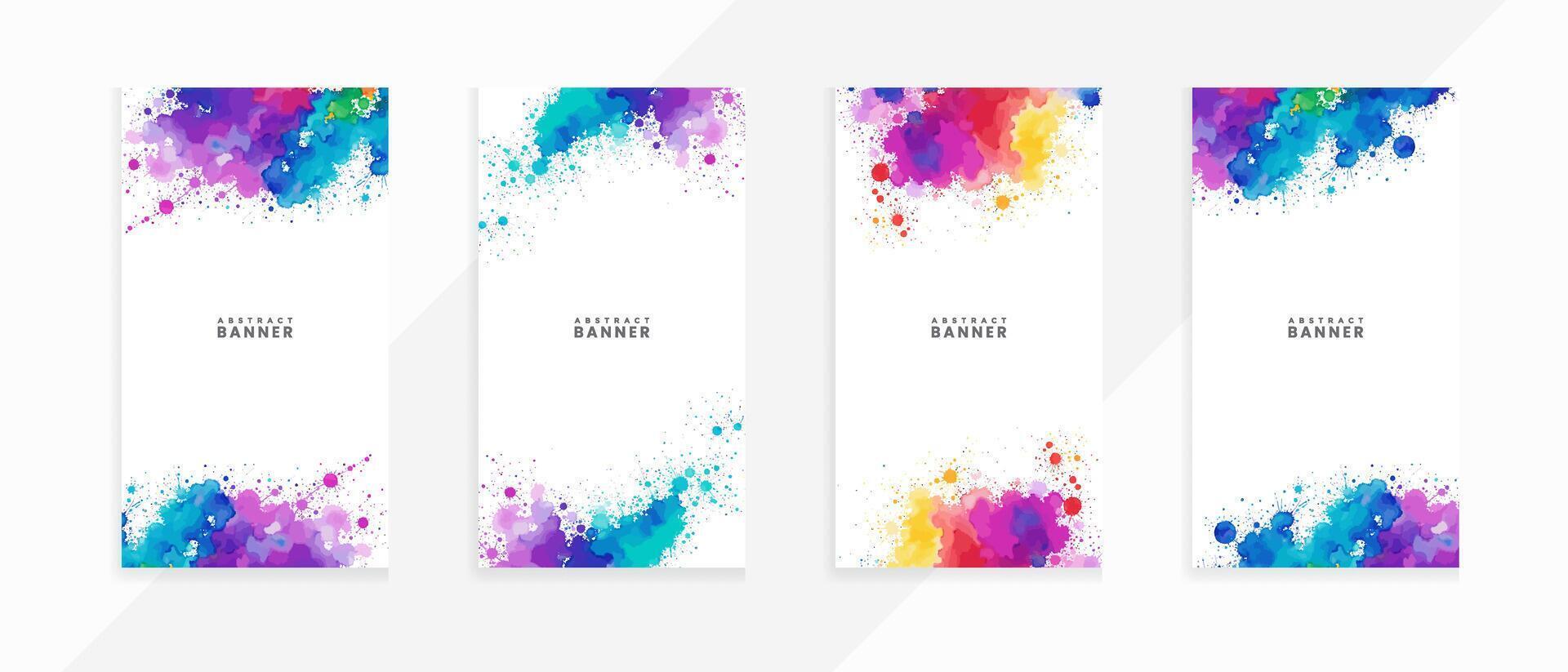 AI generated Abstract colorful watercolor vector banner set isolated scarlet spot textures