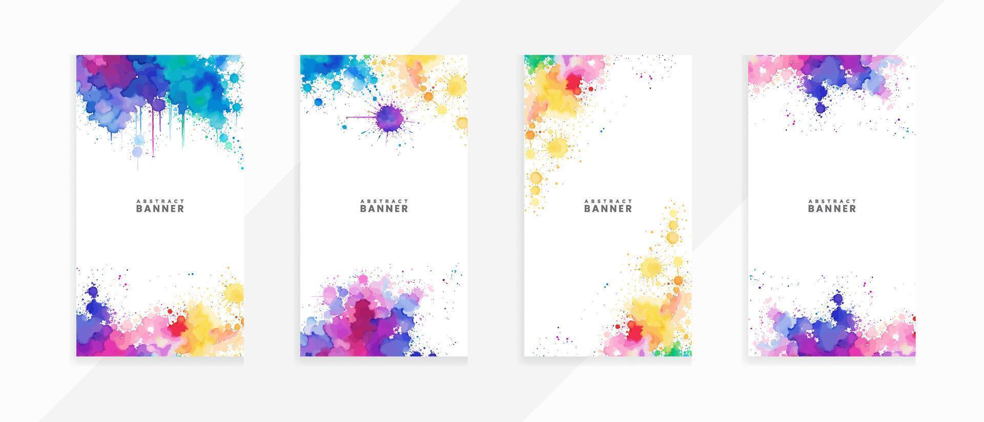 AI generated Abstract splash and stains watercolor banners set vector