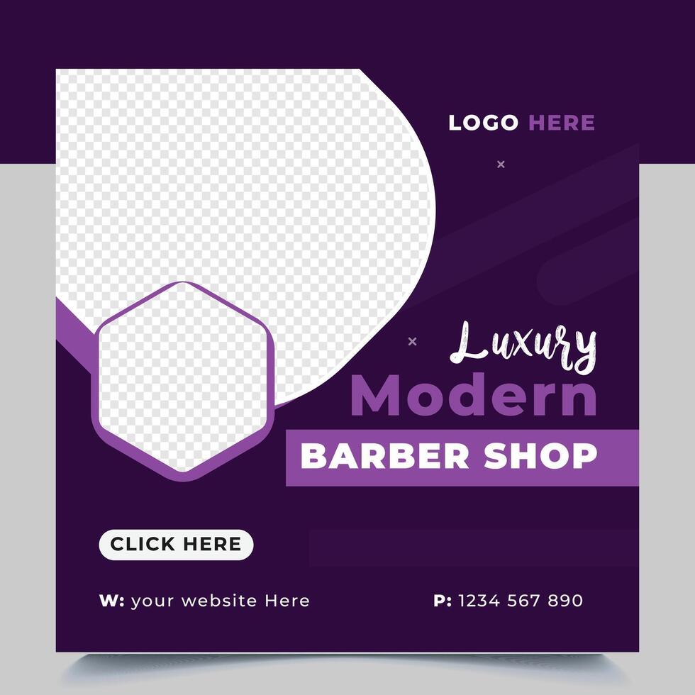 Modern Barber Shop Social Media Post vector