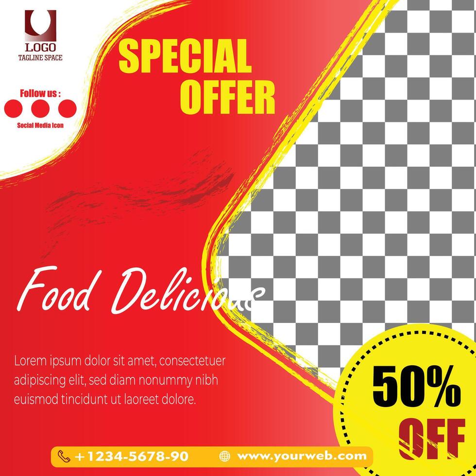 banner foods promotion with red backgrounds vector