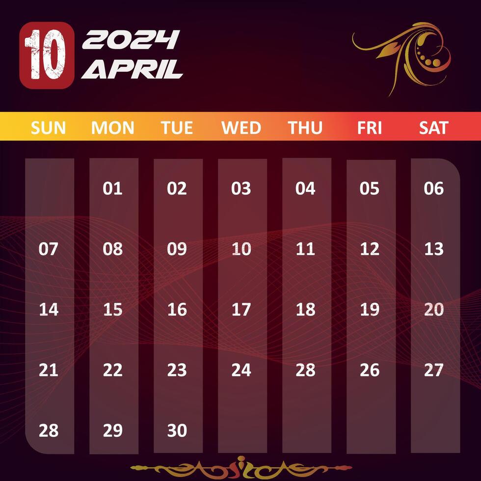April 2024 Calendar Vector Design