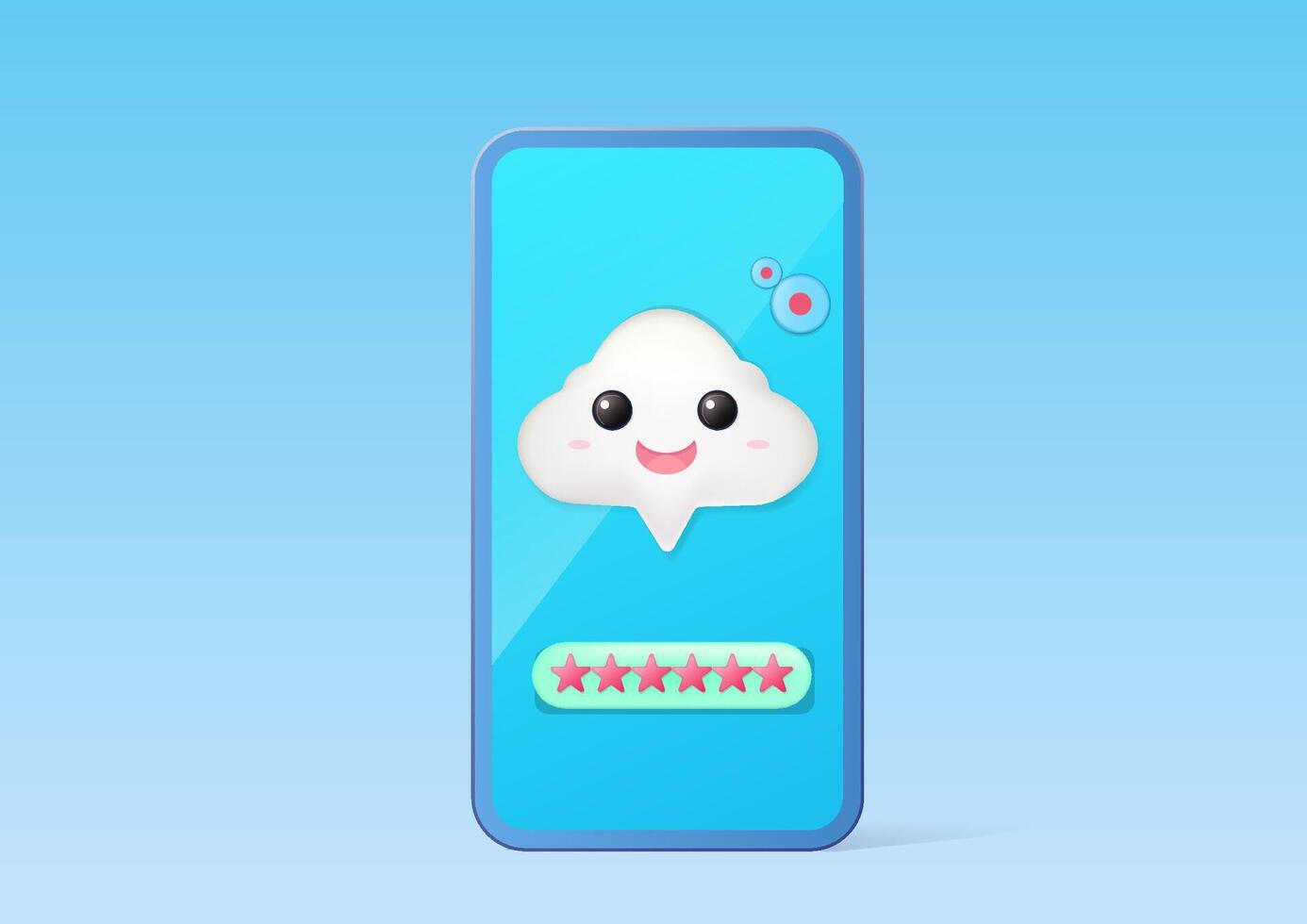 Blue smartphone with cute notification. vector