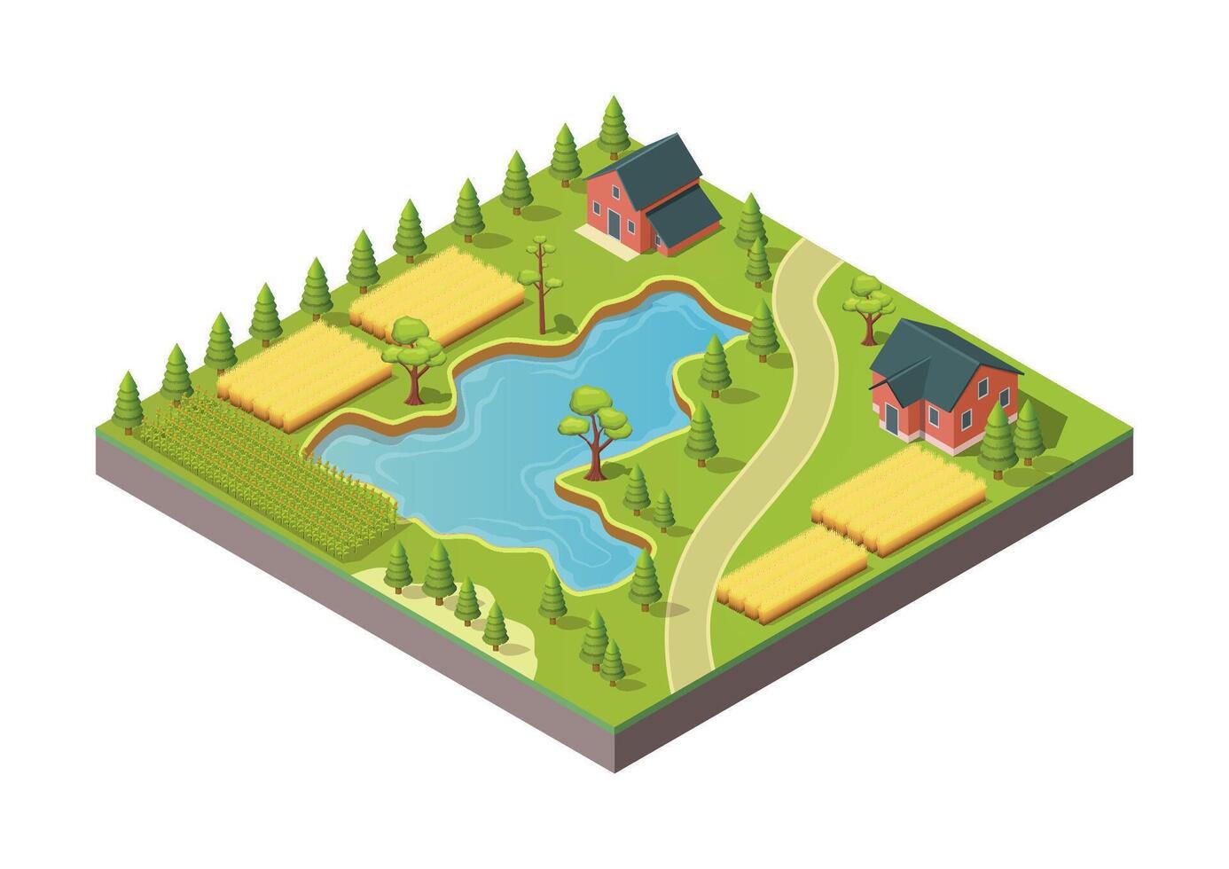 Isometric beautiful countryside vector