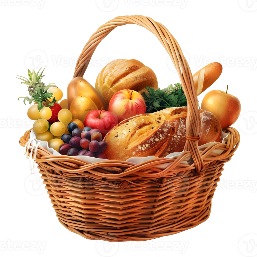 AI generated 3D Rendering of a Mix Fruits in a Basket on Transparent Background - Ai Generated png