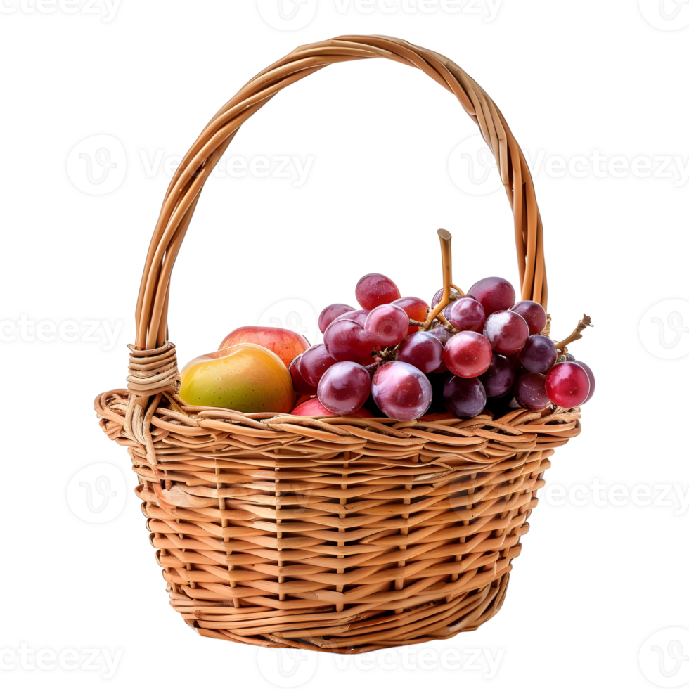 AI generated 3D Rendering of a Mix Fruits in a Basket on Transparent Background - Ai Generated png