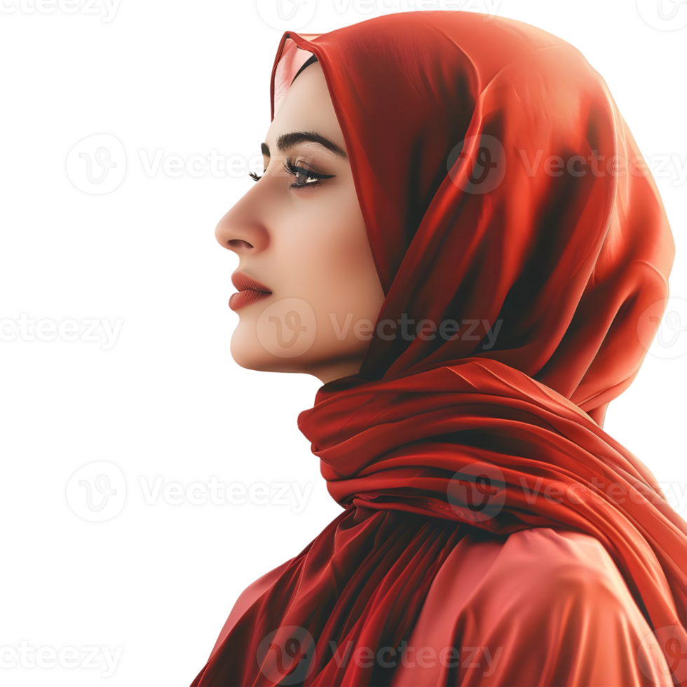 ai generado 3d representación de un musulmán niña vistiendo hijab en transparente antecedentes - ai generado png