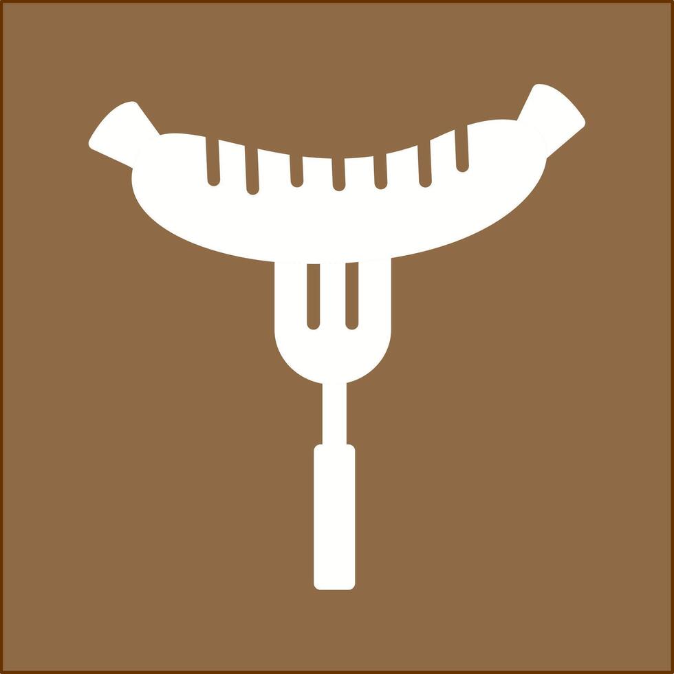 Sausage on Fork Vector Icon