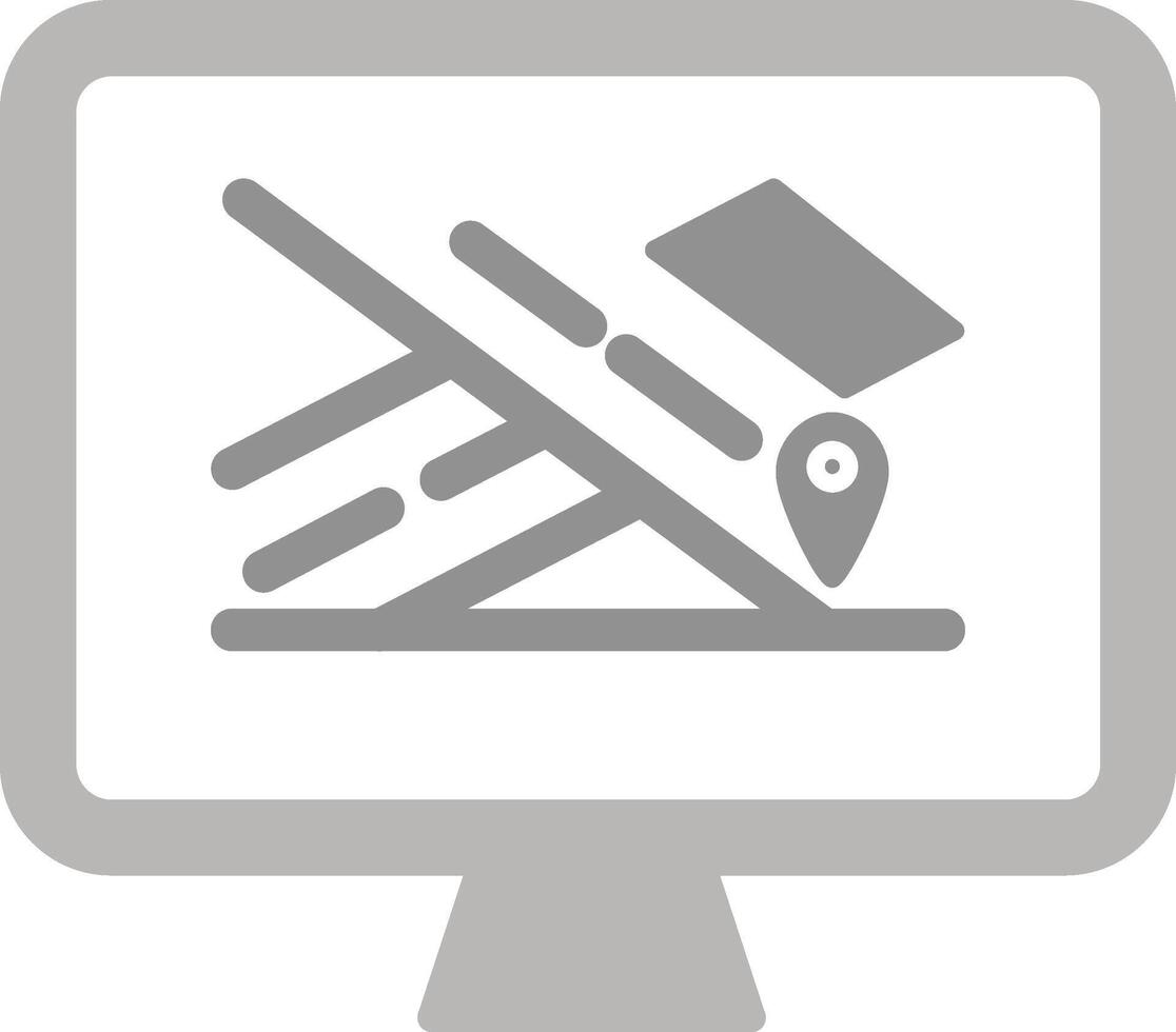 Map on Monitor Vector Icon