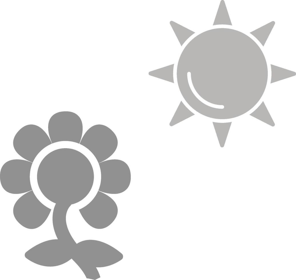 flor en icono de vector de luz solar