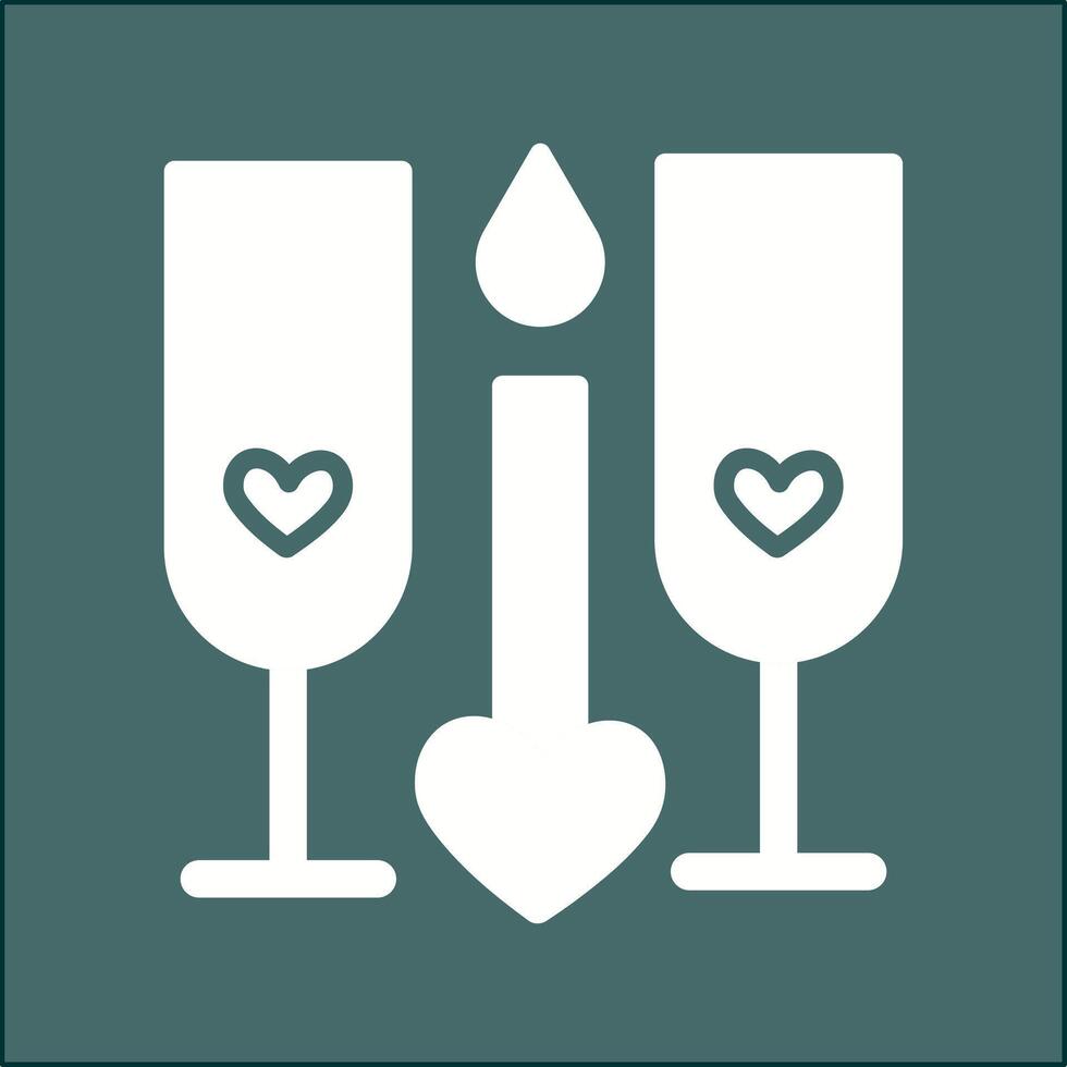 icono de vector romántico de dos vasos