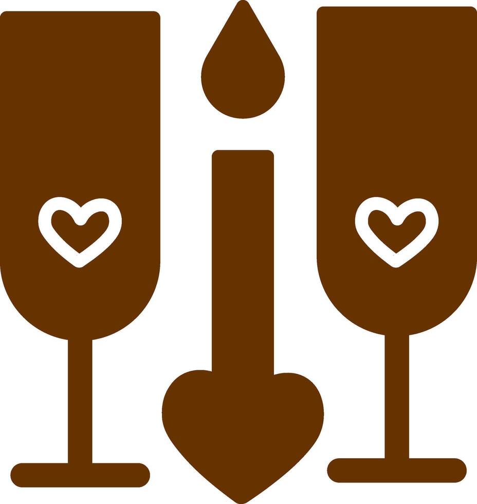 Two Glasses Romantic Vector Icon