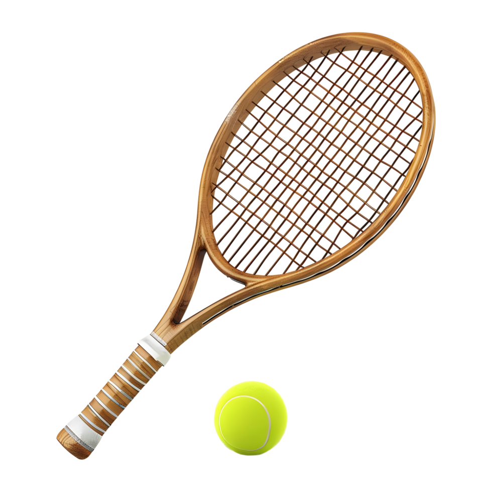 ai généré 3d le rendu de une tennis raquette ou Balle sur transparent Contexte - ai généré png