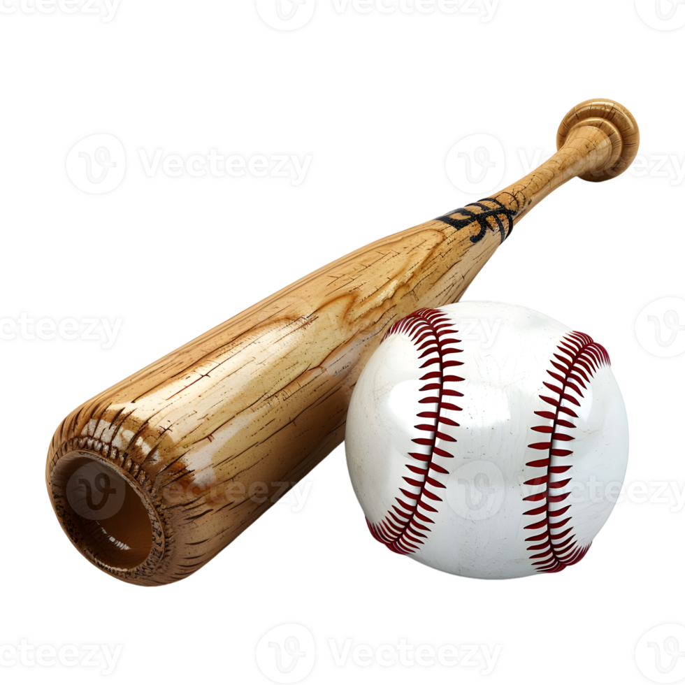 AI generated 3D Rendering of a Baseball Bat with Ball and Gloves on Transparent Background - Ai Generated png