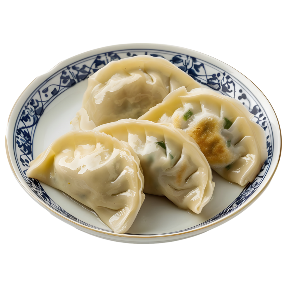 AI generated 3D Rendering of a Dumplings in a Plate on Transparent Background - Ai Generated png