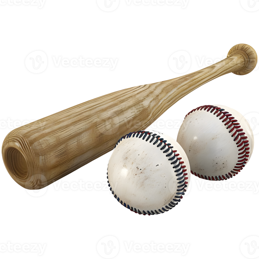 AI generated 3D Rendering of a Baseball Bat with Ball and Gloves on Transparent Background - Ai Generated png