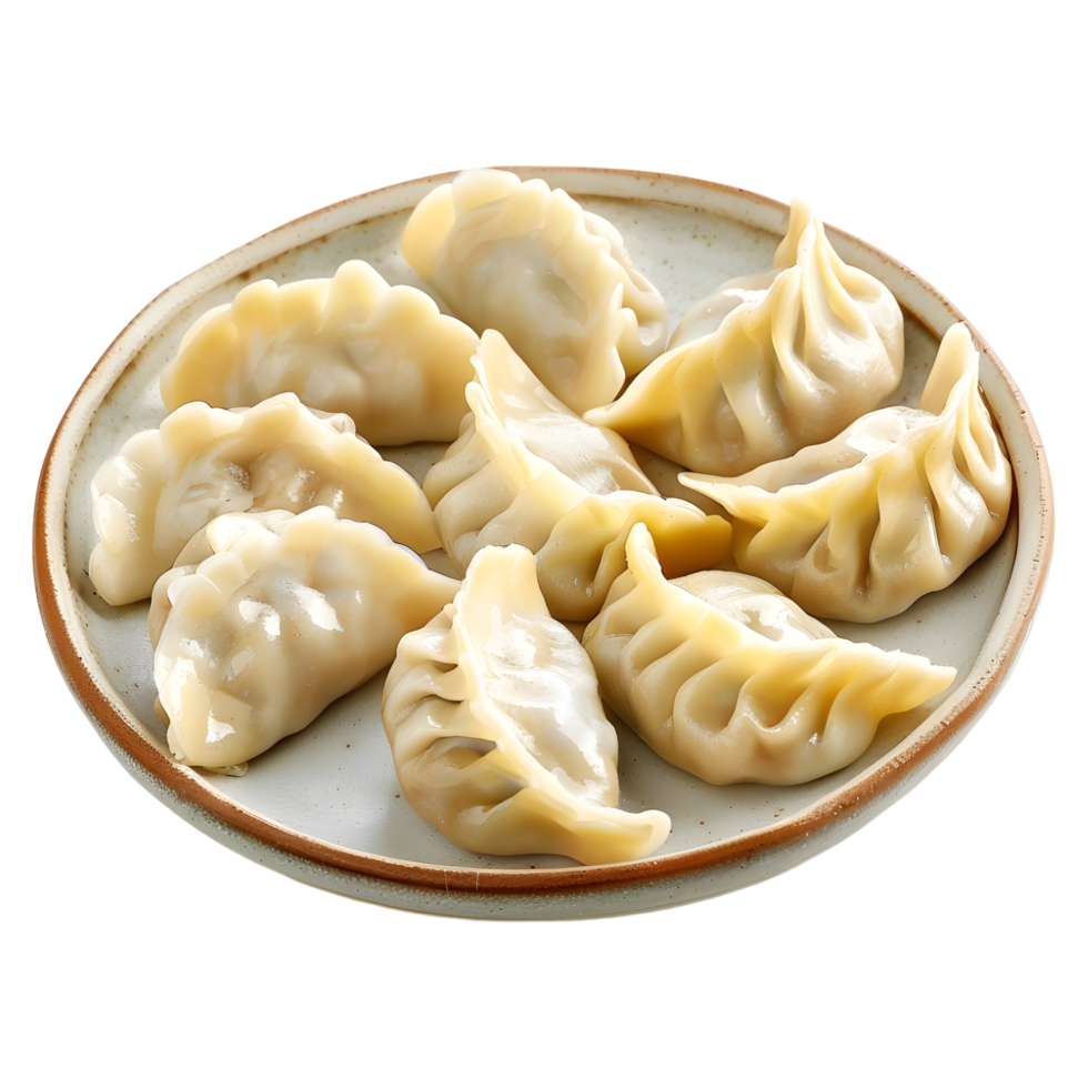 AI generated 3D Rendering of a Dumplings in a Plate on Transparent Background - Ai Generated png