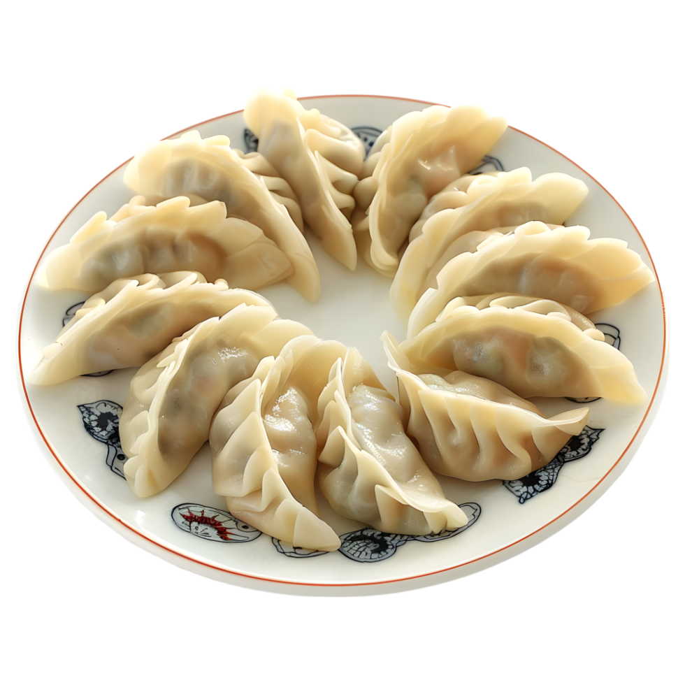 AI generated 3D Rendering of a Dumplings in a Plate on Transparent Background - Ai Generated png