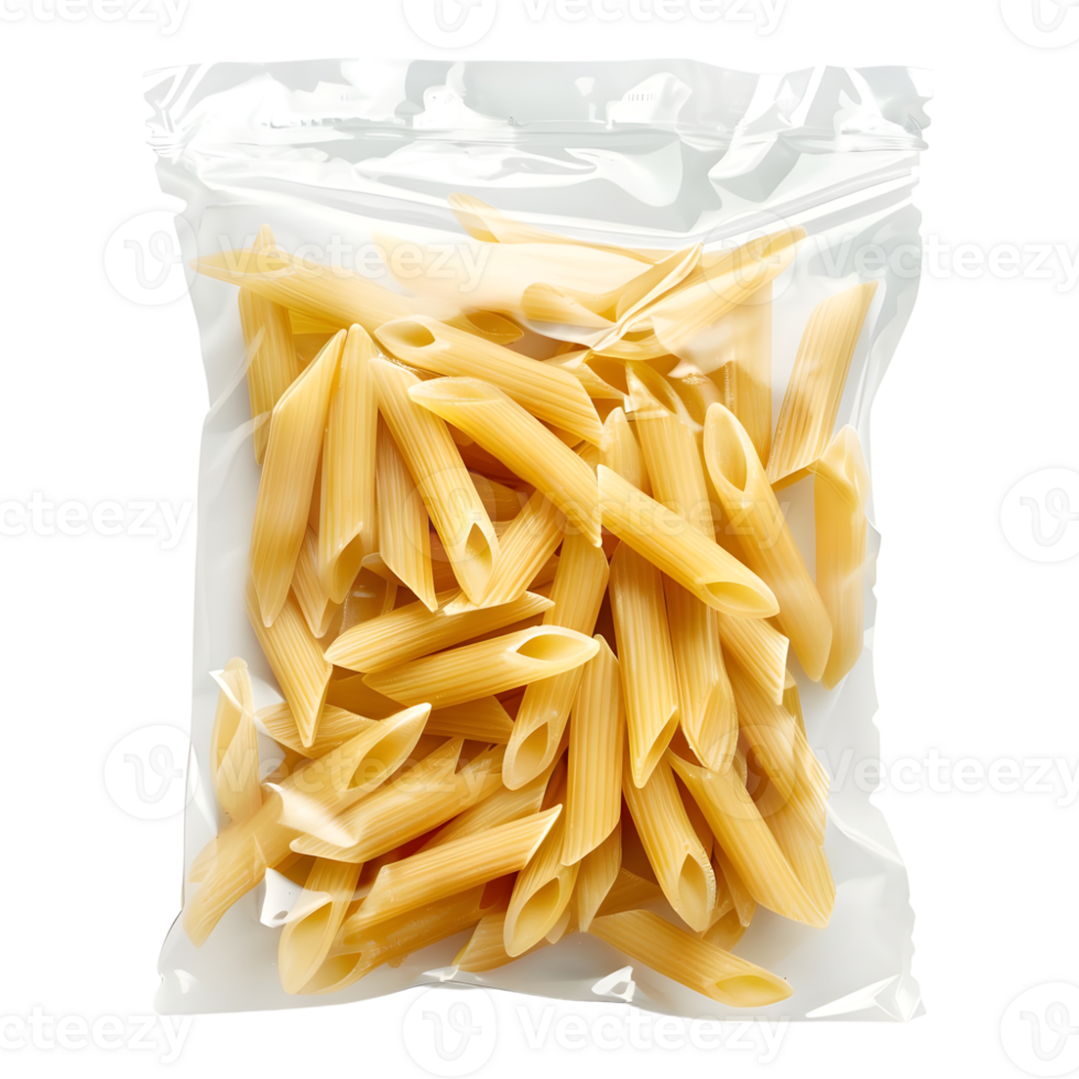 AI generated 3D Rendering of a Pasta or Marconi in a Plastic Packet on Transparent Background - Ai Generated png