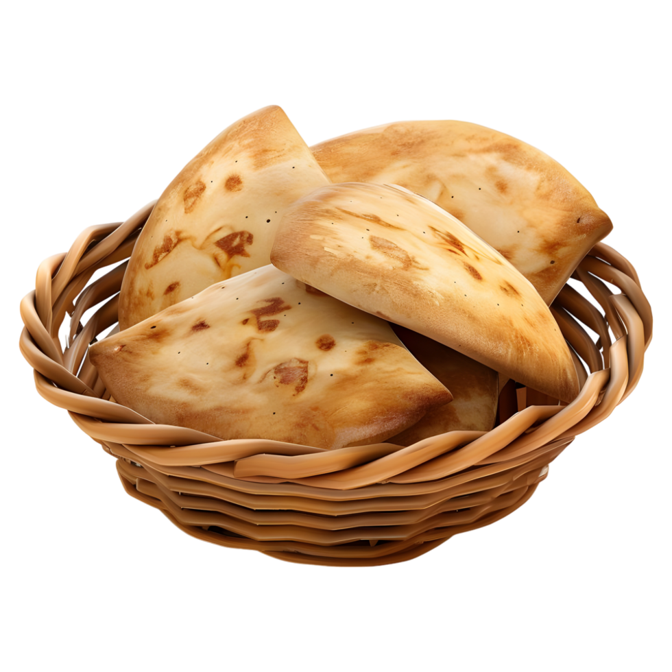 AI generated 3D Rendering of a Pita or Naan Bread on Transparent Background - Ai Generated png
