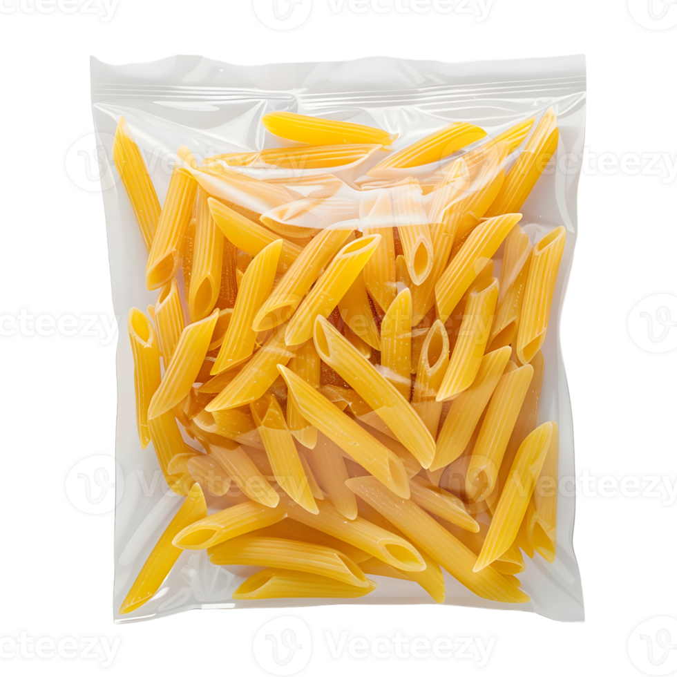 AI generated 3D Rendering of a Pasta or Marconi in a Plastic Packet on Transparent Background - Ai Generated png