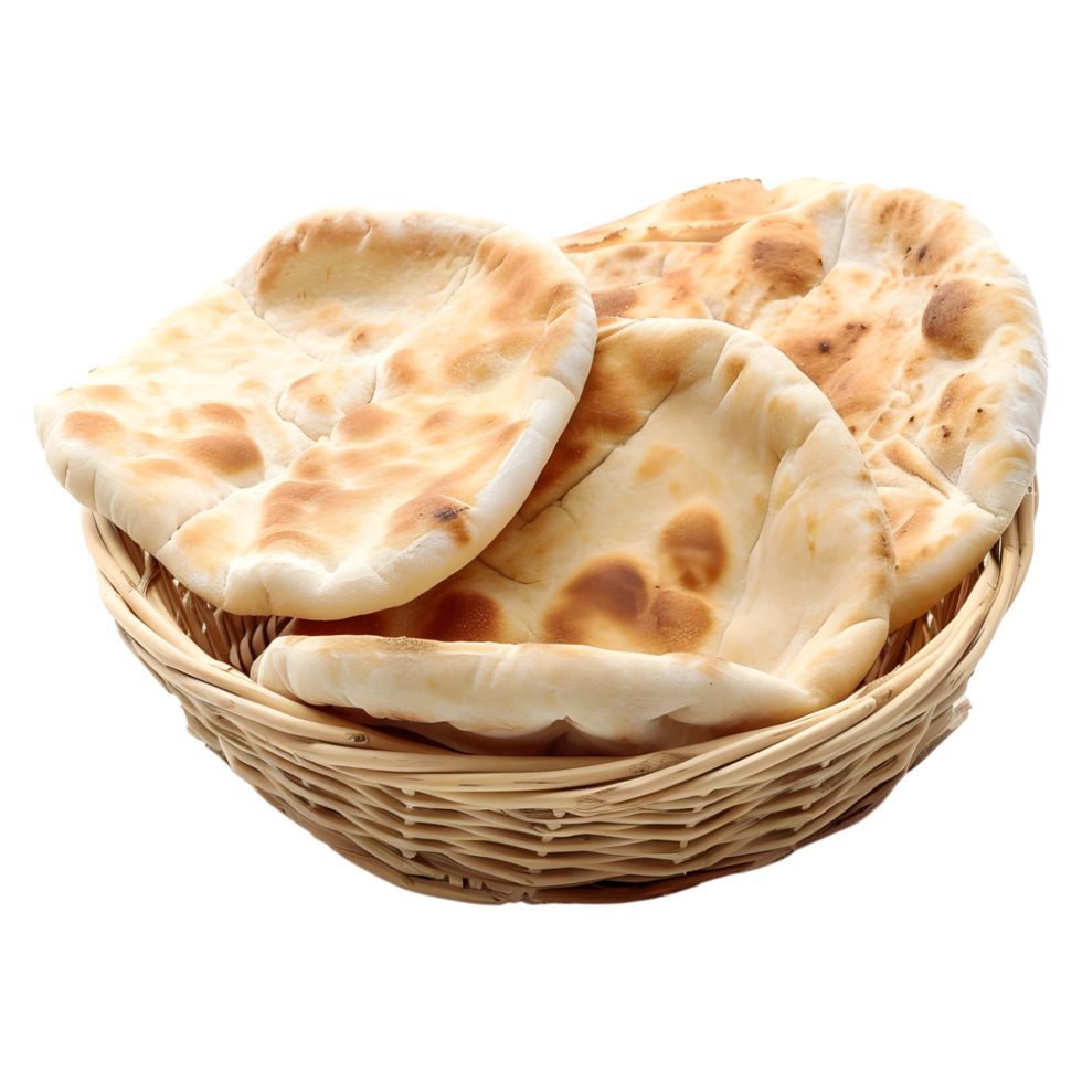 ai generiert 3d Rendern von ein Pita-Brot oder Naan Brot auf transparent Hintergrund - - ai generiert png