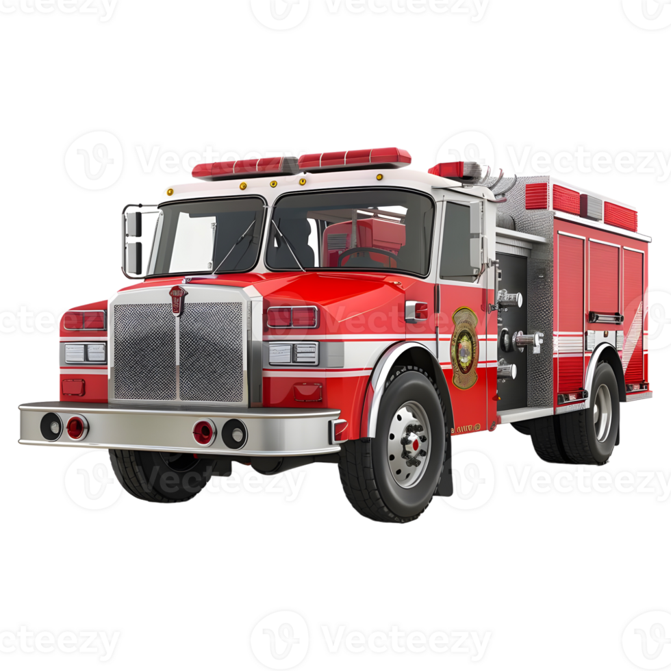 AI generated 3D Rendering of a Firefighter Van on Transparent Background - Ai Generated png