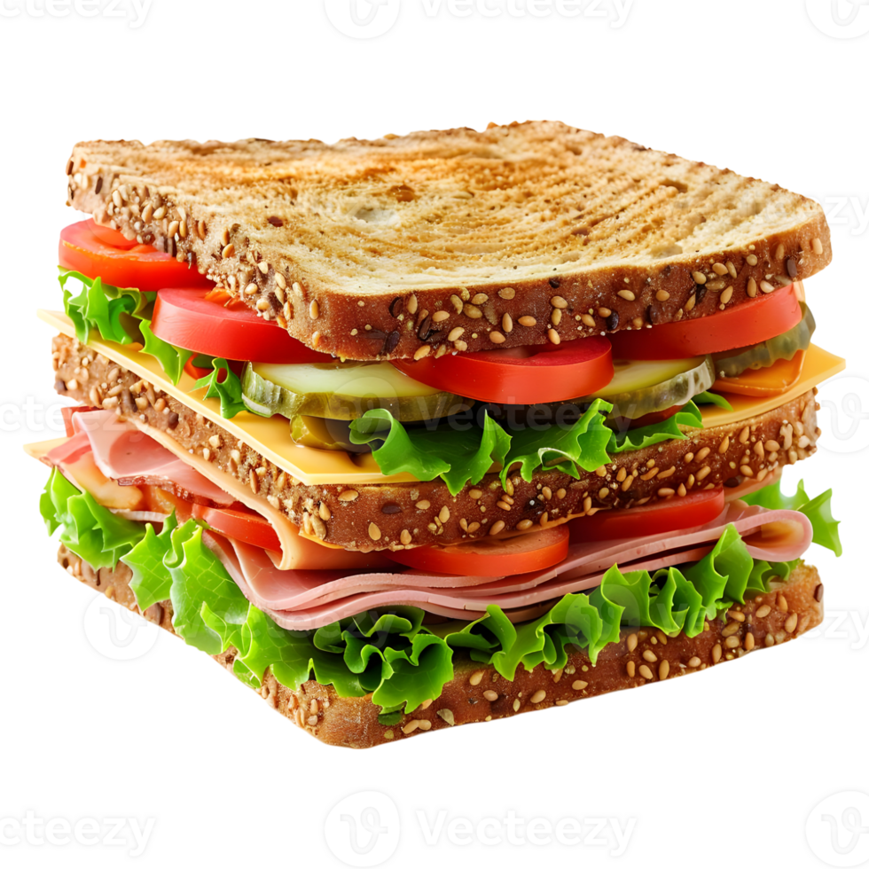 AI generated 3D Rendering of a Sandwich on Transparent Background - Ai Generated png