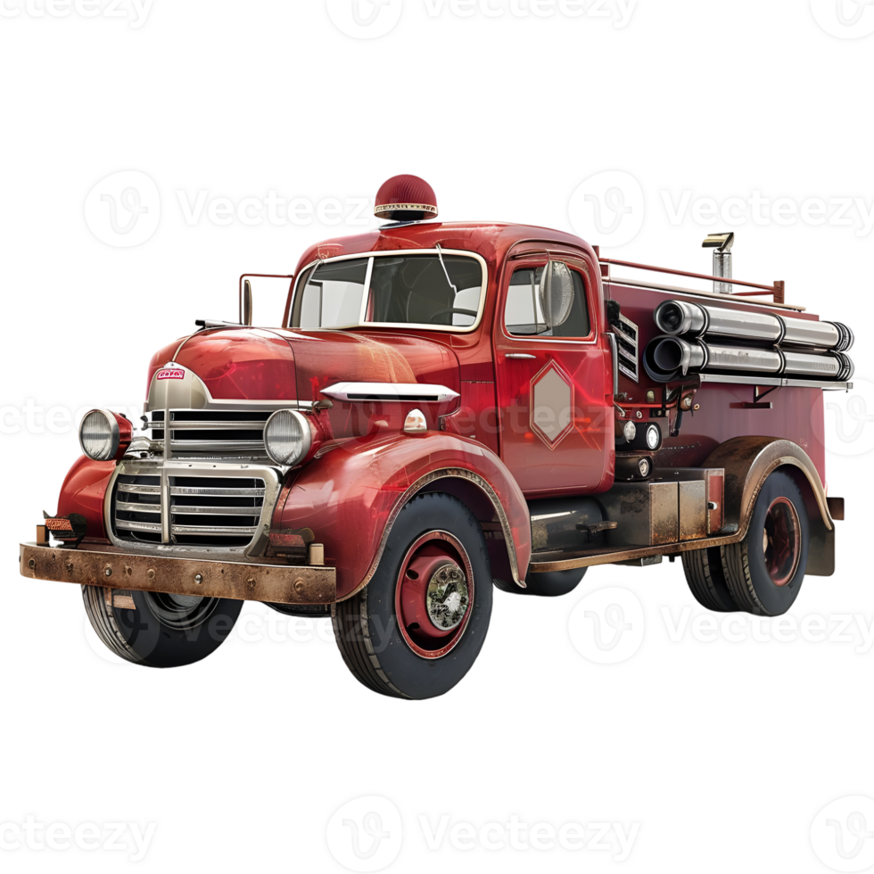 AI generated 3D Rendering of a Firefighter Van on Transparent Background - Ai Generated png