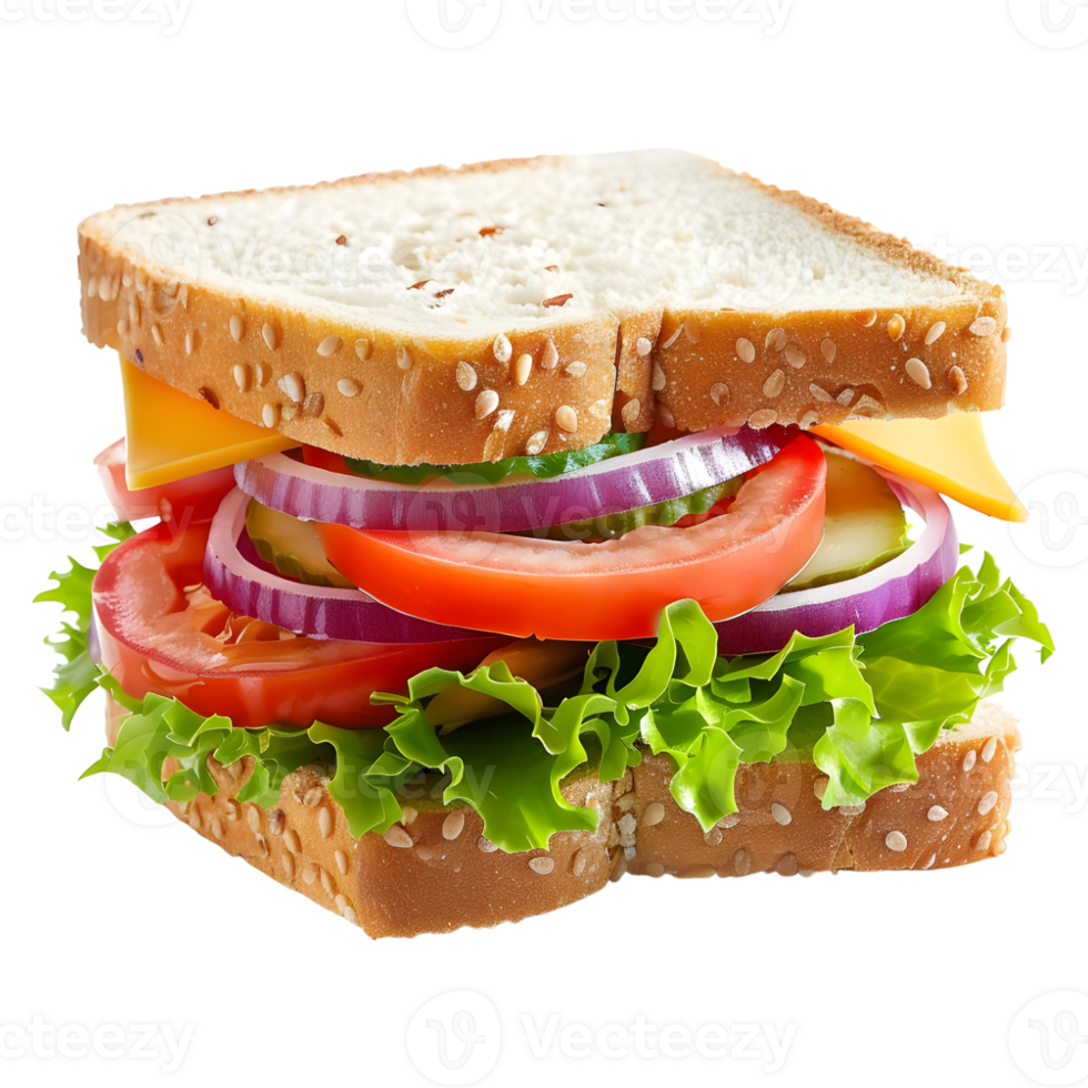 AI generated 3D Rendering of a Sandwich on Transparent Background - Ai Generated png