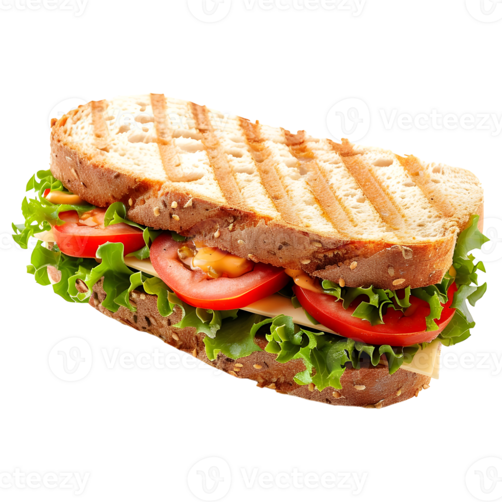AI generated 3D Rendering of a Sandwich on Transparent Background - Ai Generated png