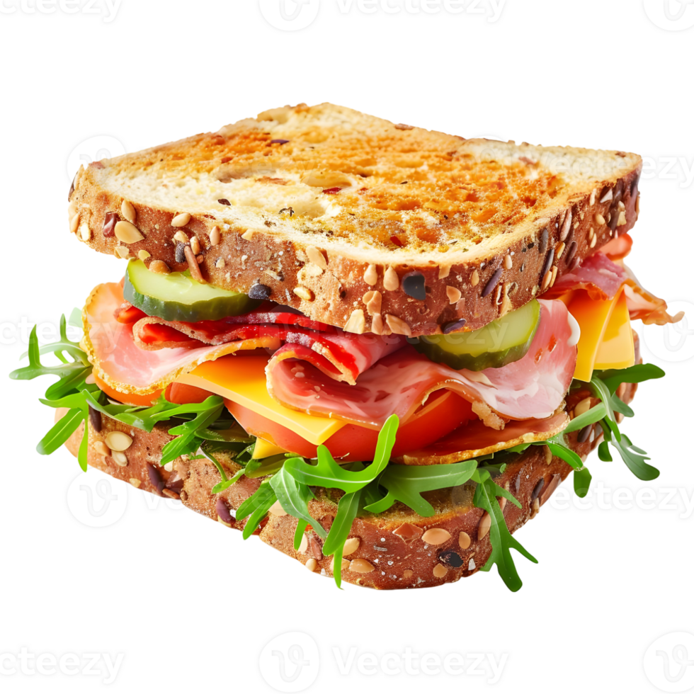 AI generated 3D Rendering of a Sandwich on Transparent Background - Ai Generated png