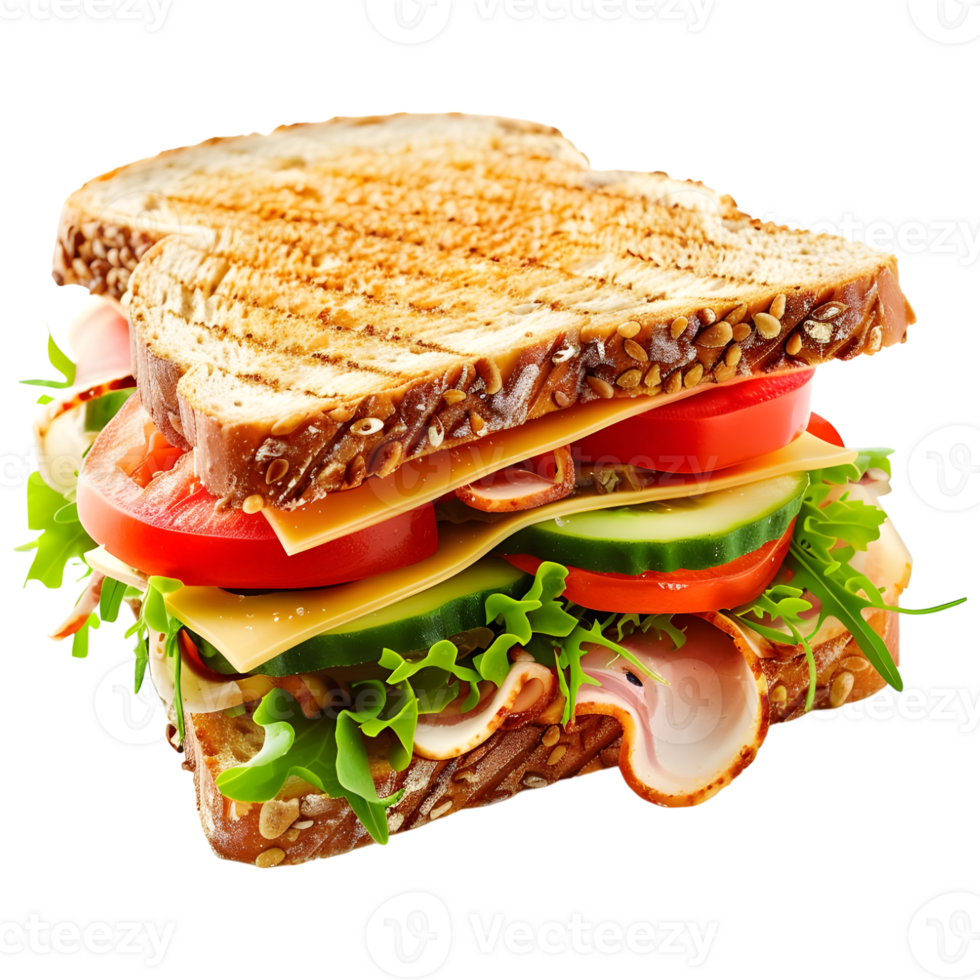 AI generated 3D Rendering of a Sandwich on Transparent Background - Ai Generated png