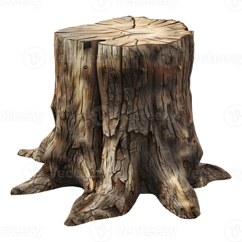 AI generated 3D Rendering of a Wooden Stump of a Tree on Transparent Background - Ai Generated png