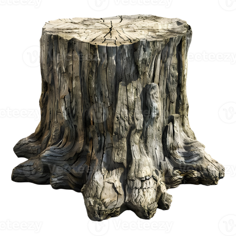 ai generato 3d interpretazione di un' di legno ceppo di un' albero su trasparente sfondo - ai generato png