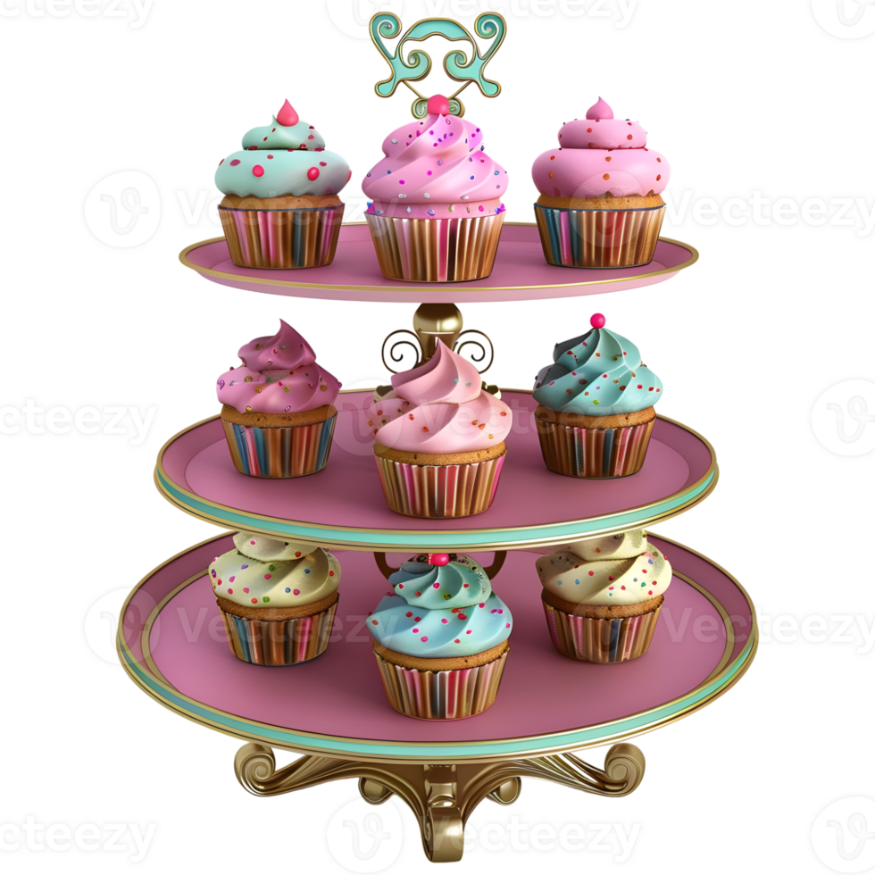 AI generated 3D Rendering of a Small Colorful Cupcake on Transparent Background - Ai Generated png