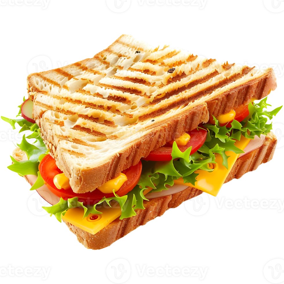 AI generated 3D Rendering of a Sandwich on Transparent Background - Ai Generated png