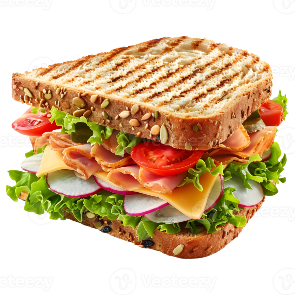 AI generated 3D Rendering of a Sandwich on Transparent Background - Ai Generated png