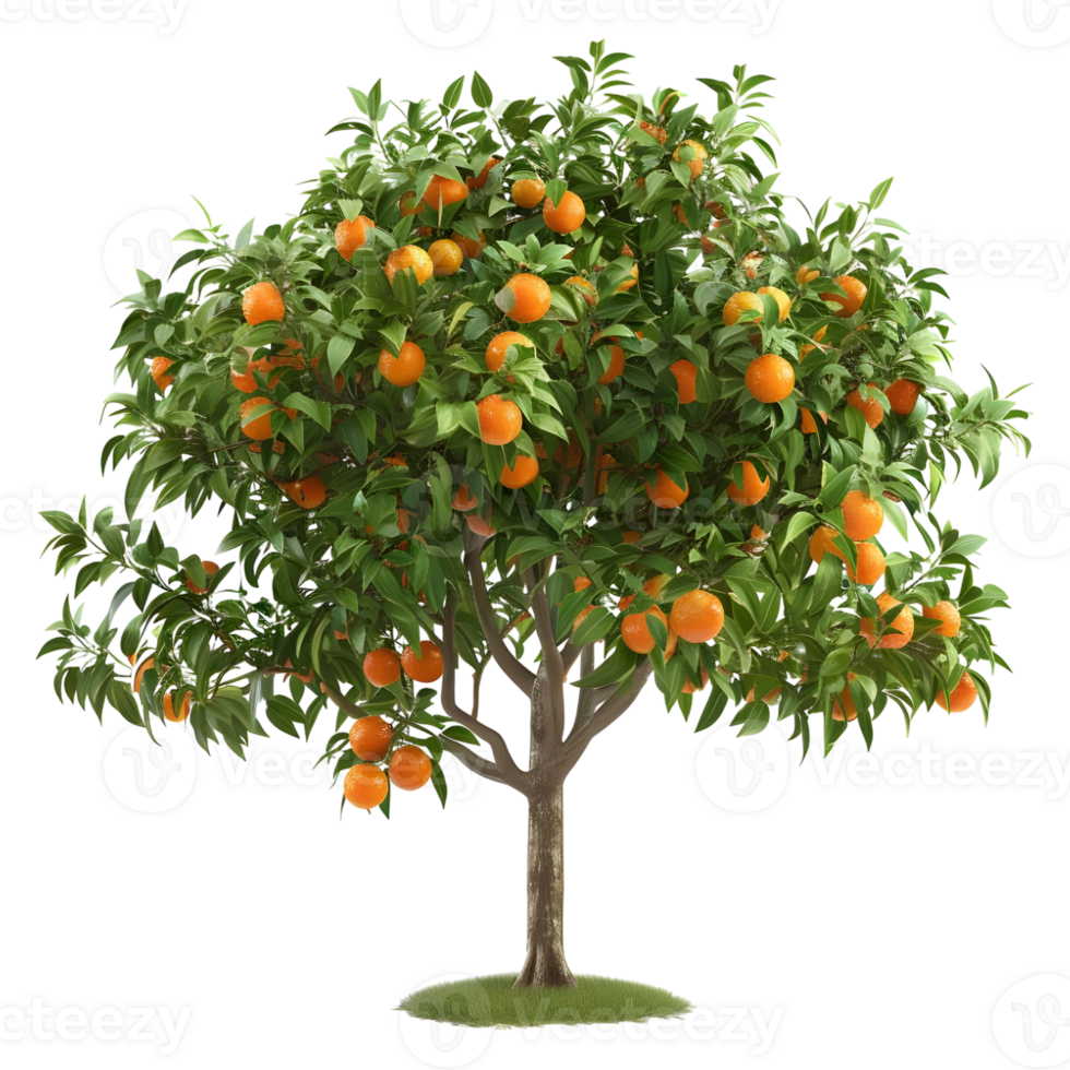 AI generated 3D Rendering of a Orange Fruit Tree on Transparent Background - Ai Generated png