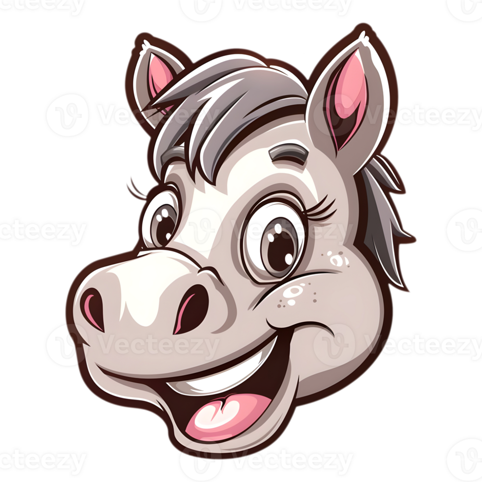 AI generated Sticker of a Cute Smiling Horse On a Transparent Background - Ai Generated png