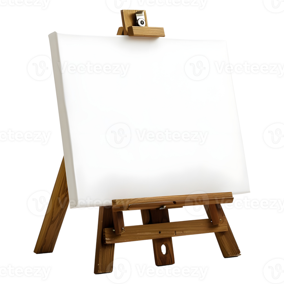 AI generated Blank Canvas on Wooden Stand on Transparent background - Ai Generated png