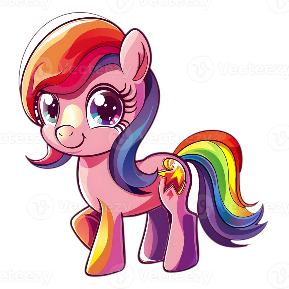 AI generated Sticker of a Cute Pony On a Transparent Background - Ai Generated png