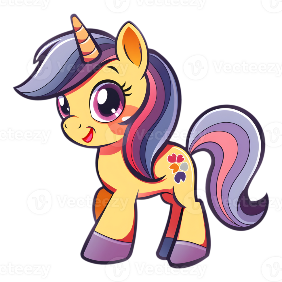 AI generated Sticker of a Cute Pony On a Transparent Background - Ai Generated png