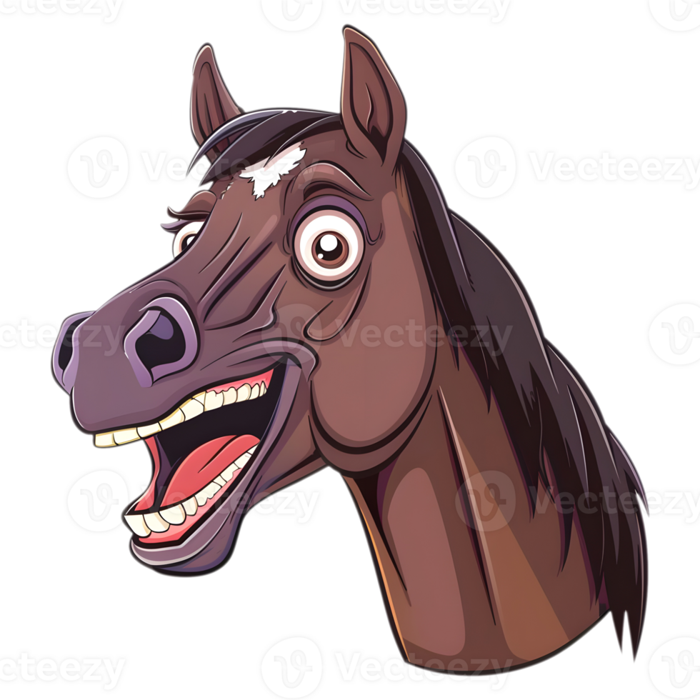 AI generated Sticker of a Cute Smiling Horse On a Transparent Background - Ai Generated png