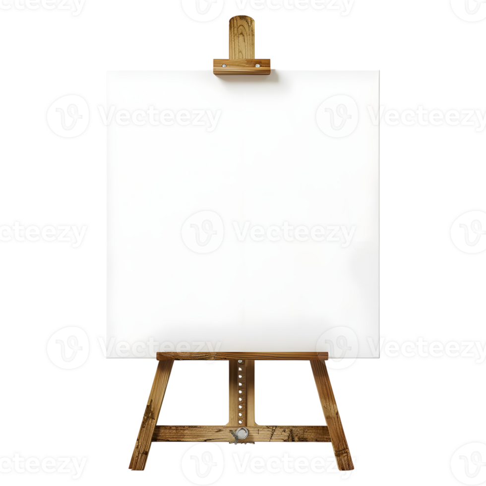 AI generated Blank Canvas on Wooden Stand on Transparent background - Ai Generated png