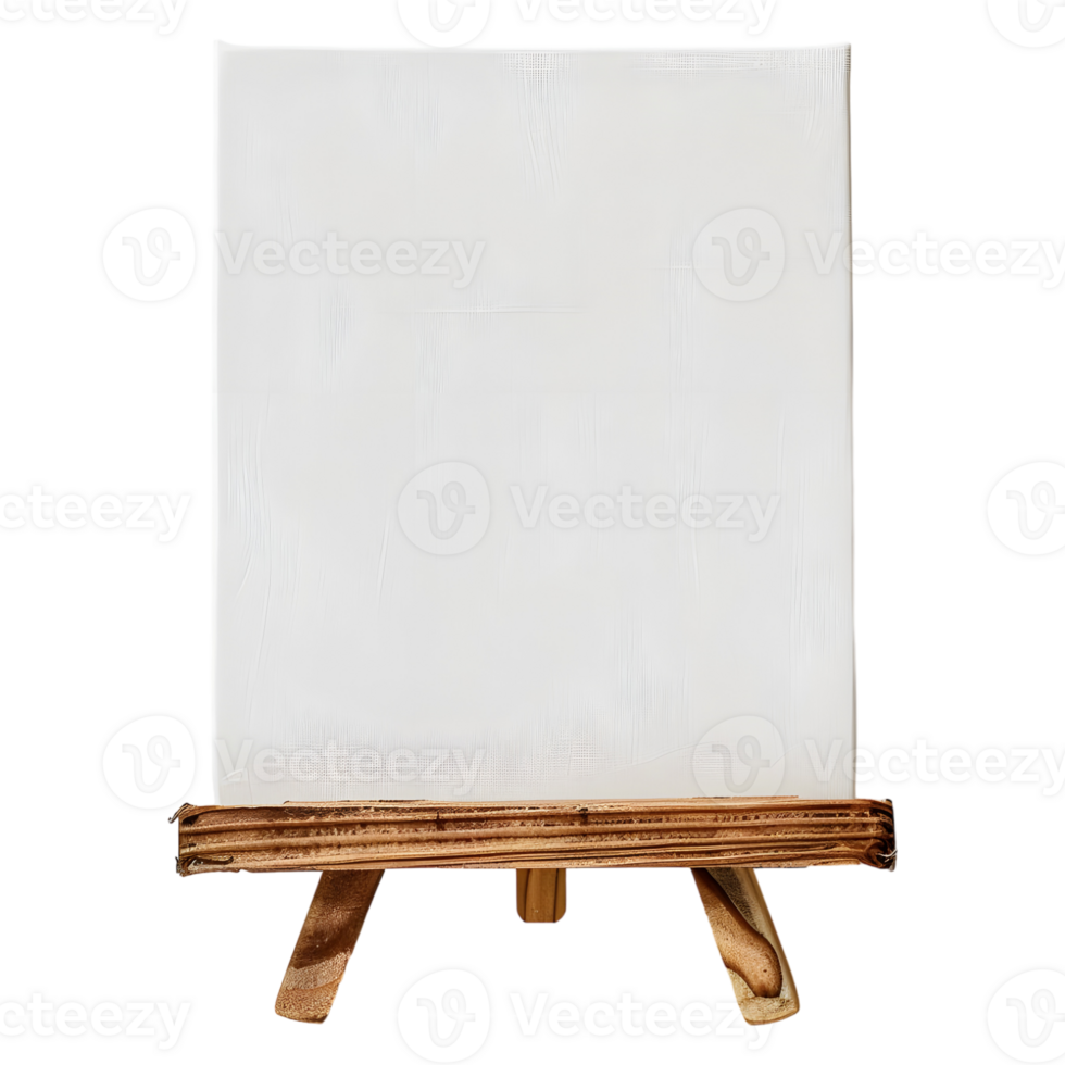 ai gegenereerd blanco canvas Aan houten staan Aan transparant achtergrond - ai gegenereerd png