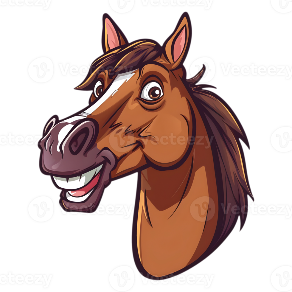 AI generated Sticker of a Cute Smiling Horse On a Transparent Background - Ai Generated png