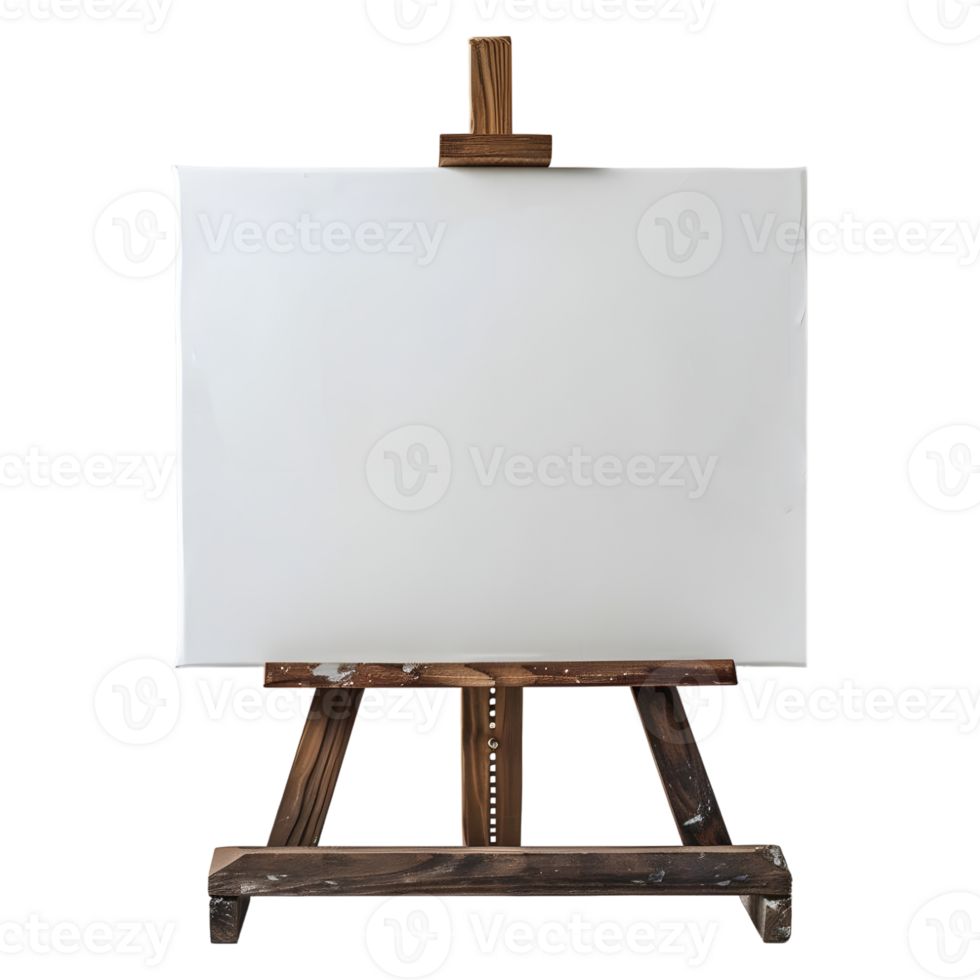 AI generated Blank Canvas on Wooden Stand on Transparent background - Ai Generated png