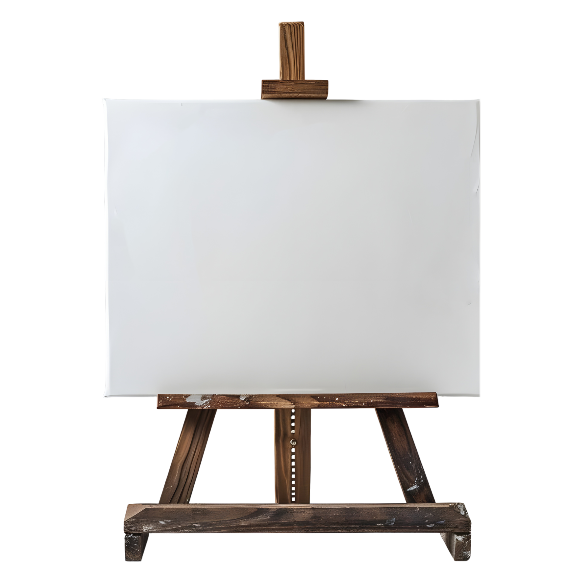 AI generated Blank Canvas on Wooden Stand on Transparent background