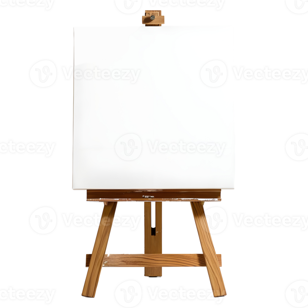 AI generated Blank Canvas on Wooden Stand on Transparent background - Ai Generated png