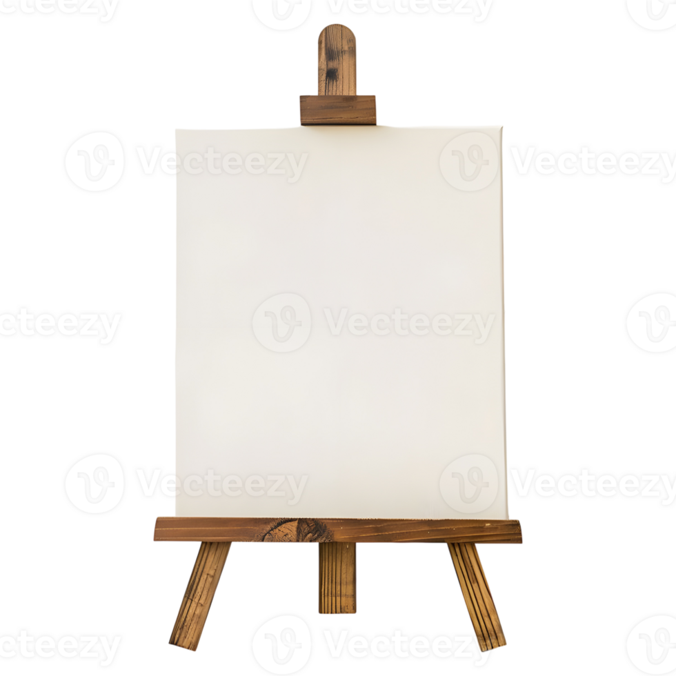 AI generated Blank Canvas on Wooden Stand on Transparent background - Ai Generated png
